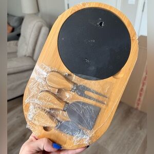 Bamboo Cheese Board with Cutlery Set